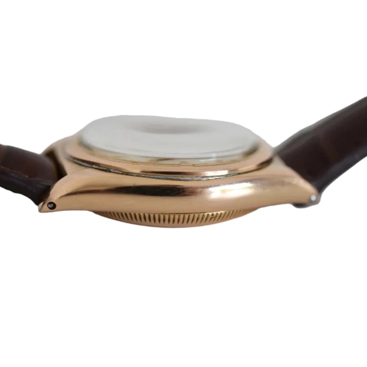 Montre ROLEX "Perpetual Ovetto Bubbleback" en or rose et cuir - Castafiore