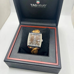 Montre TAG HEUER "Monaco Calibre 6" en acier inoxydable et cuir - Castafiore