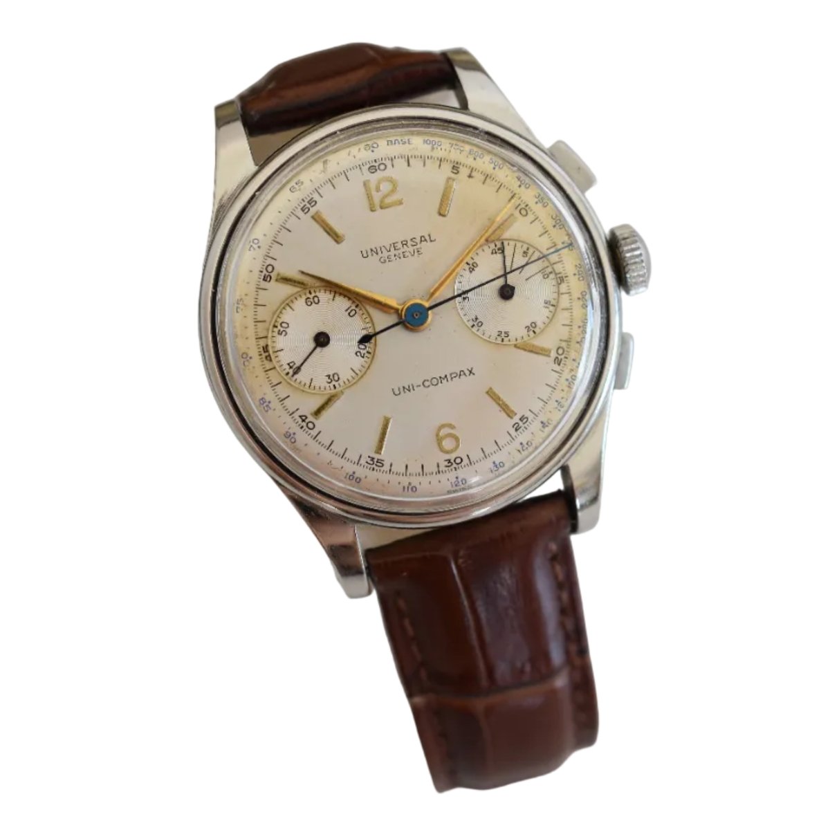 Montre UNIVERSAL GENEVE "Uni-Compax" en acier - Castafiore
