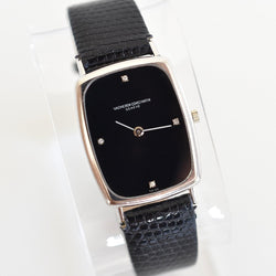 Montre VACHERON CONSTANTIN en or blanc, acier, cuir, onyx et diamants - Castafiore