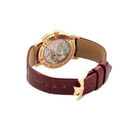 Montre VACHERON CONSTANTIN "Patrimony" PM en or rose, cuir et diamants - Castafiore