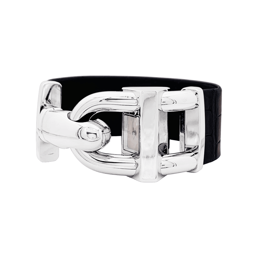 Montre VAN CLEEF & ARPELS "Cadenas" en acier et cuir - Castafiore