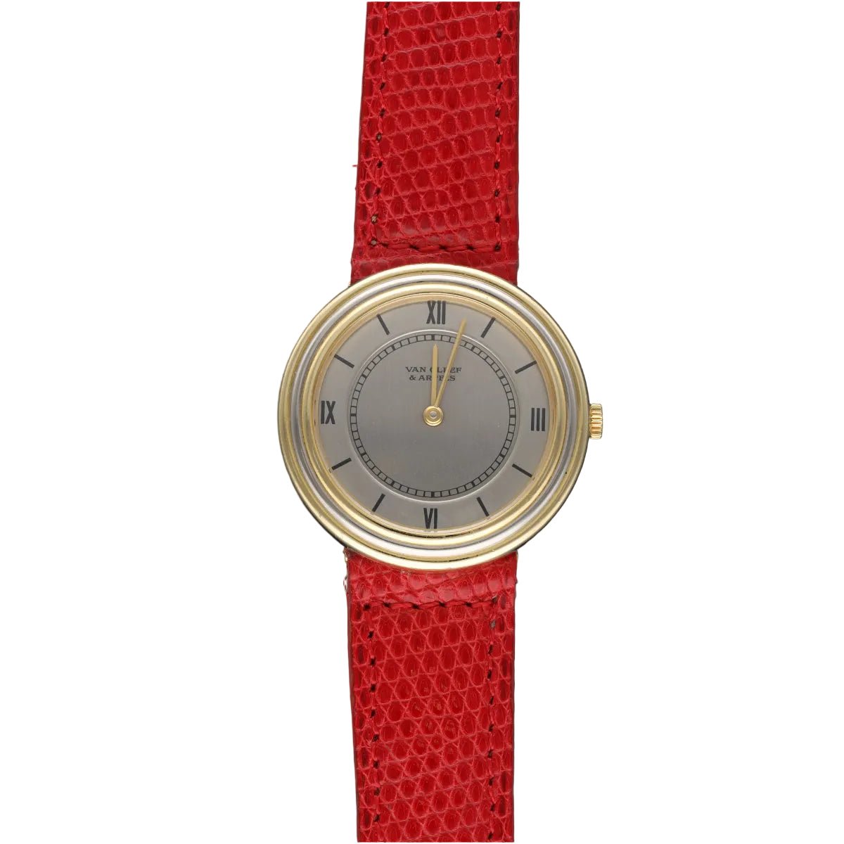 Montre VAN CLEEF & ARPELS "Disco Volante" en or jaune et cuir - Castafiore