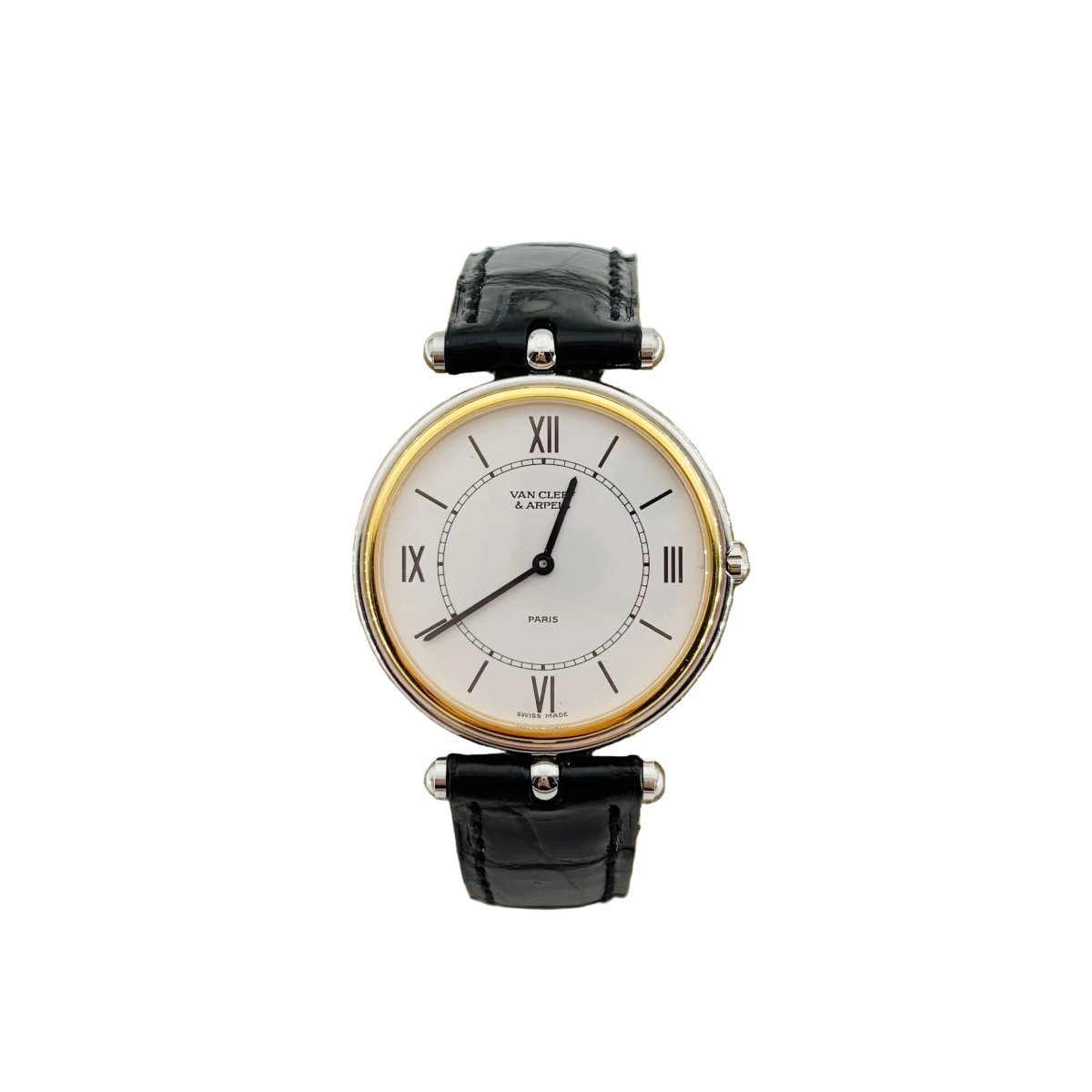 Montre VAN CLEEF & ARPELS "La Collection" en or jaune, acier et cuir - Castafiore