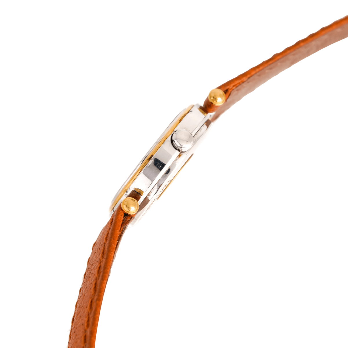 Montre VAN CLEEF & ARPELS. PM "PA 49" en or jaune, acier et cuir - Castafiore