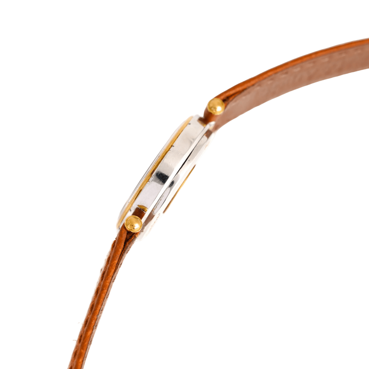 Montre VAN CLEEF & ARPELS. PM "PA 49" en or jaune, acier et cuir - Castafiore