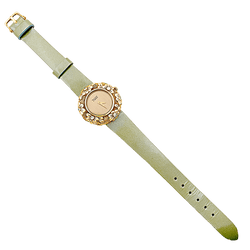Montre VAN CLEEF & ARPELS "Tess" en or jaune, cuir et diamant - Castafiore