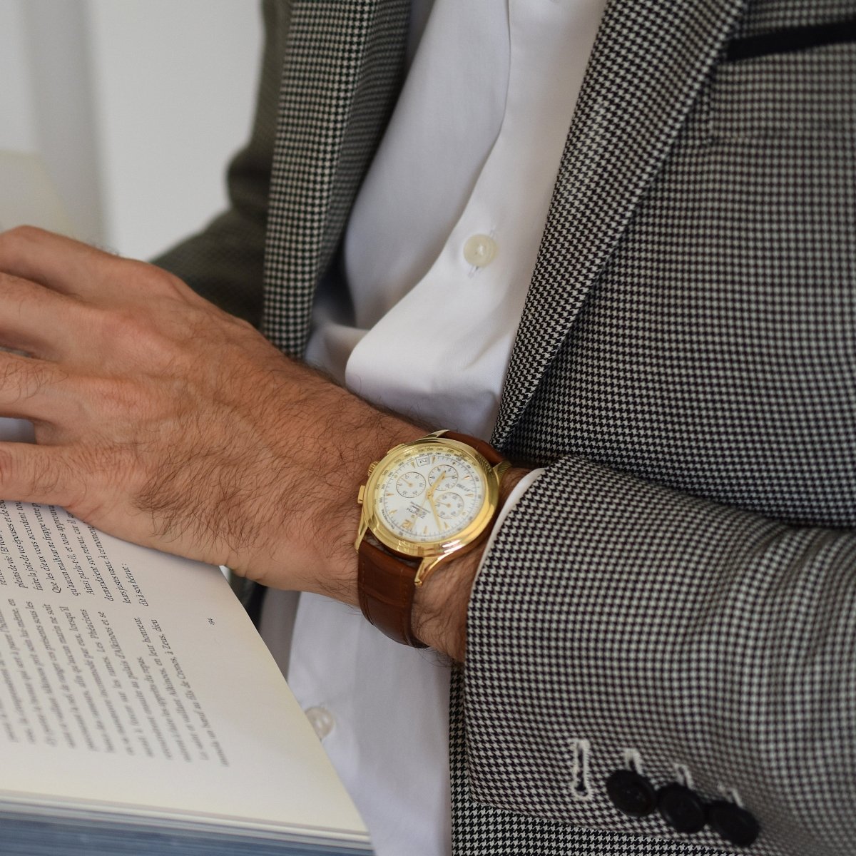 Montre ZENITH "El Primero" en or jaune et cuir - Castafiore