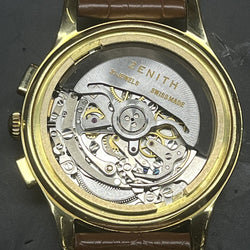Montre ZENITH "El Primero" en or jaune et cuir - Castafiore