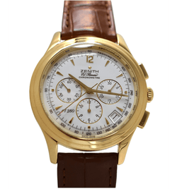 Montre ZENITH "El Primero" en or jaune et cuir - Castafiore