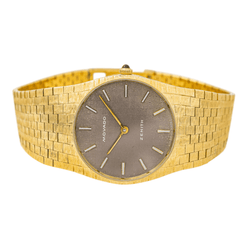 Montre ZENITH MOVADO en or jaune et oeil de tigre - Castafiore
