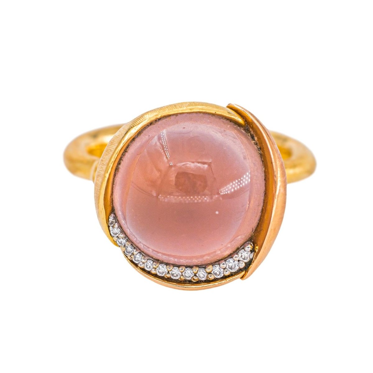 Ole Lynggaard Bague Lotus Or jaune Quartz rose - Castafiore
