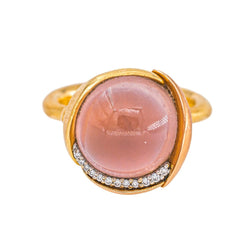 Ole Lynggaard Bague Lotus Or jaune Quartz rose - Castafiore