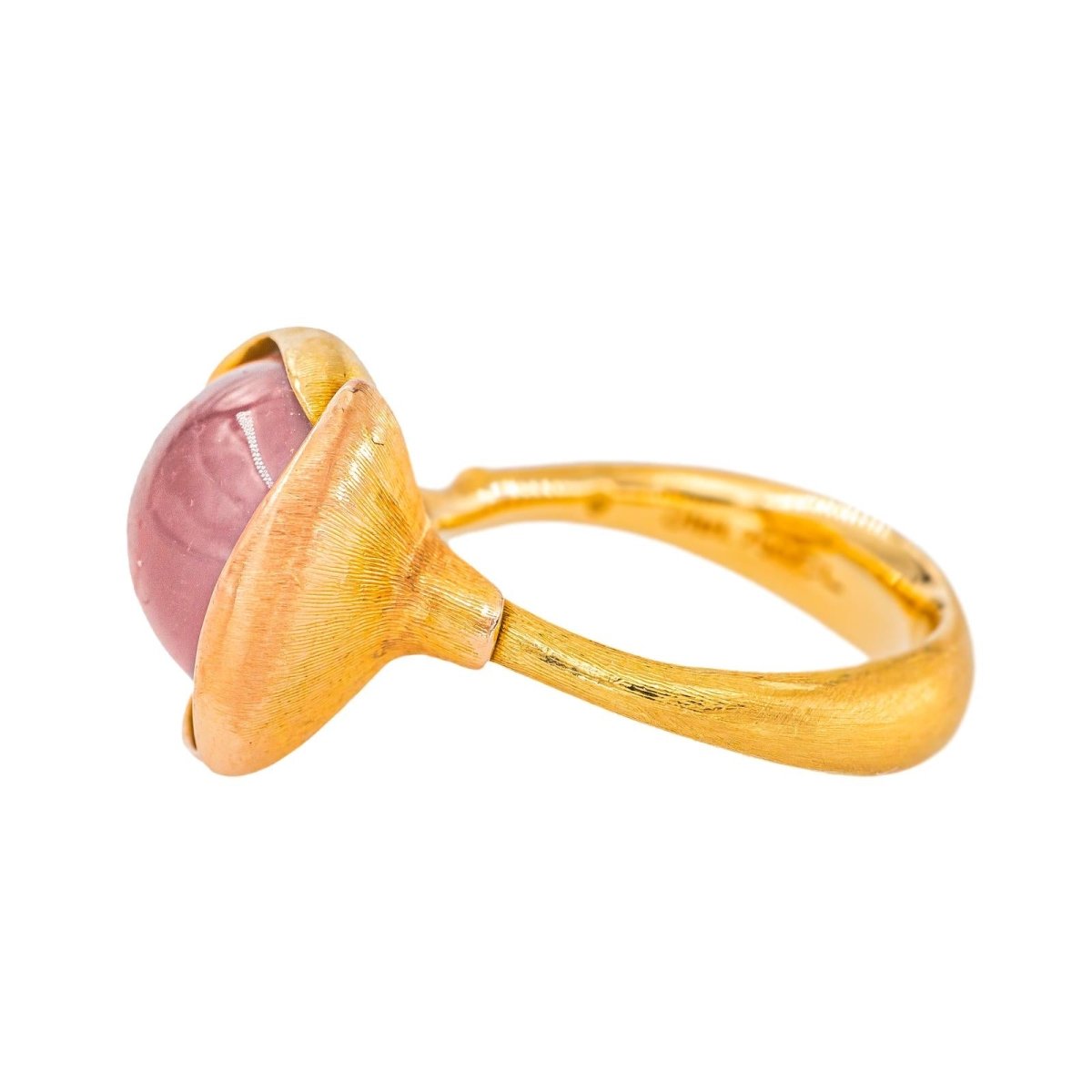 Ole Lynggaard Bague Lotus Or jaune Quartz rose - Castafiore