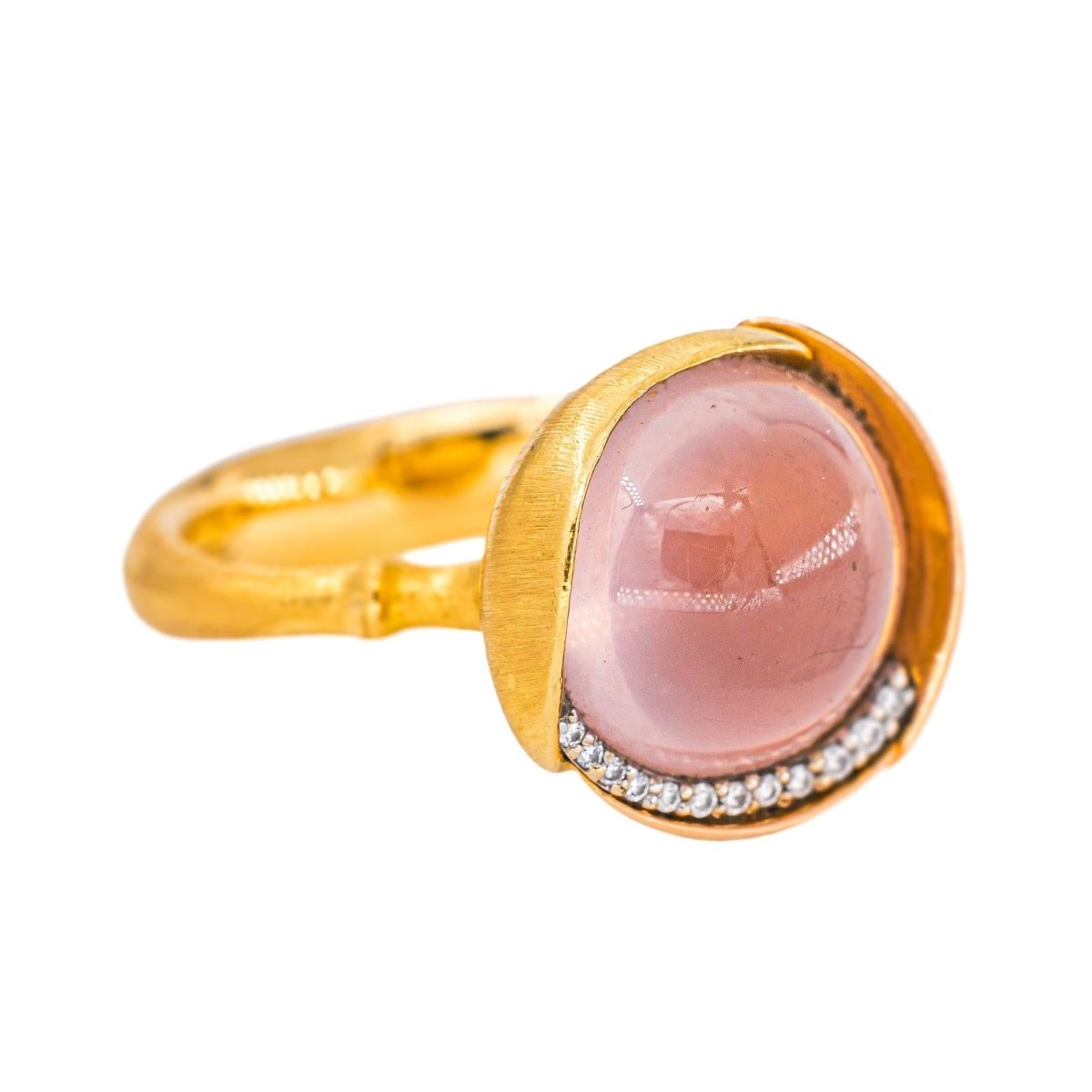Ole Lynggaard Bague Lotus Or jaune Quartz rose - Castafiore