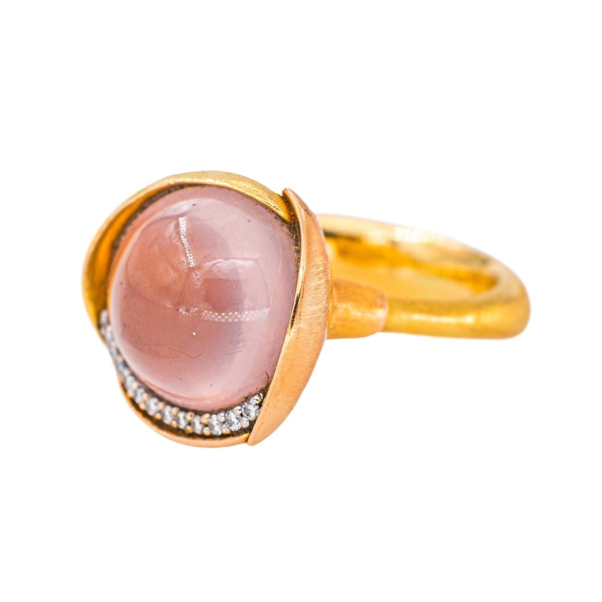Ole Lynggaard Bague Lotus Or jaune Quartz rose - Castafiore