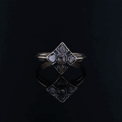 Bague ancienne losange diamants émail noir