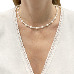Collier Poiray "Fuseau", or blanc, perles.