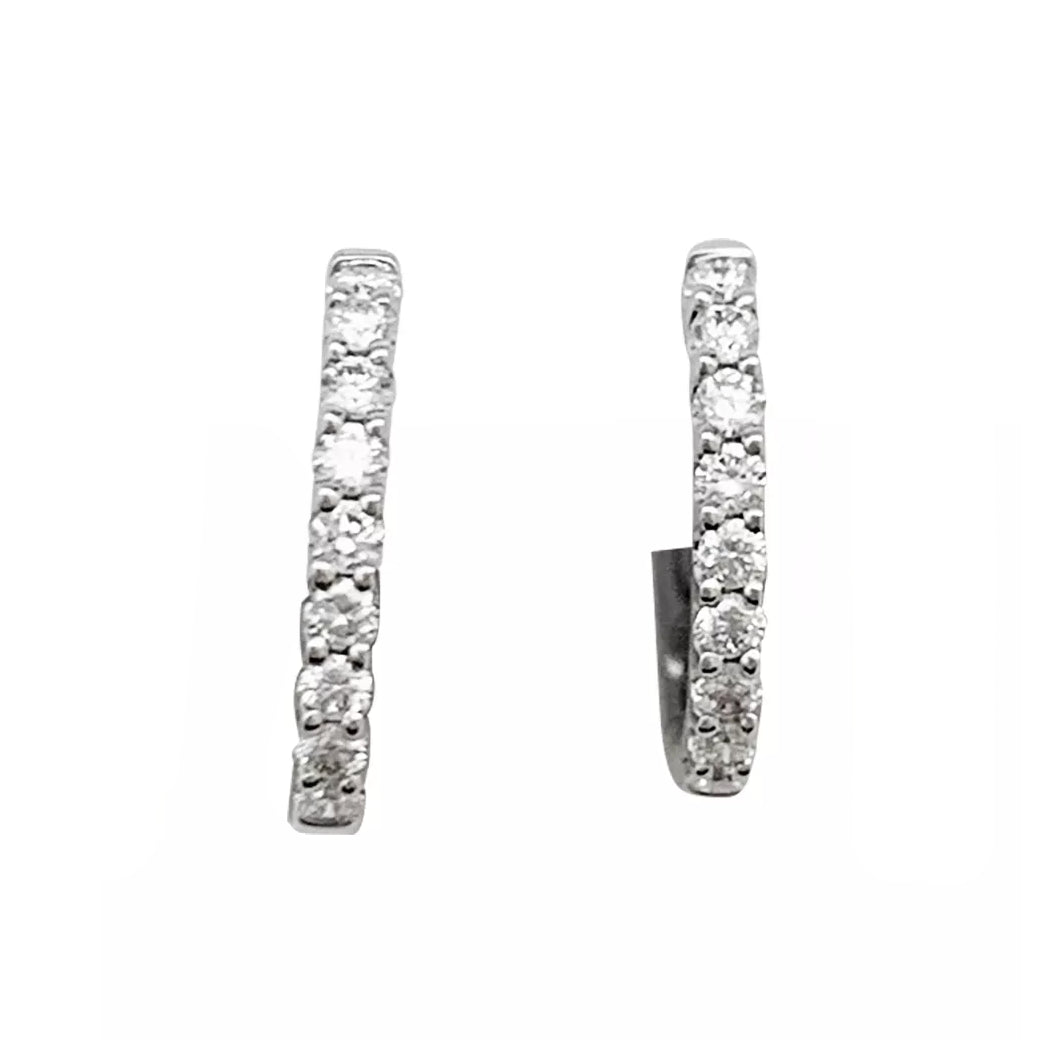 Paire de petites créoles en or blanc, diamants - Castafiore