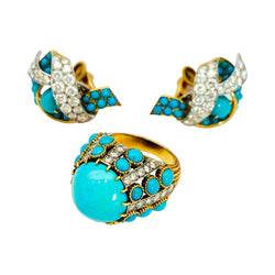 Parure CARTIER Paris, turquoises et diamants - Castafiore