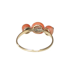 Parure Collier, boucles d'oreilles et bague en or jaune, argent, corail et diamants - Castafiore