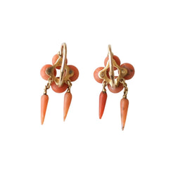 Parure Collier, boucles d'oreilles et bague en or jaune, argent, corail et diamants - Castafiore