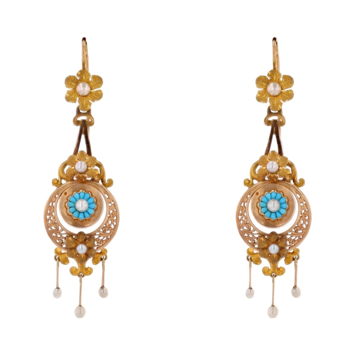 Parure en or rose, perles, turquoises et diamants - Castafiore