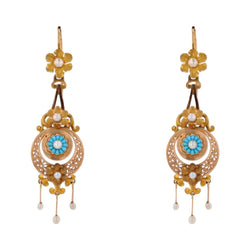 Parure en or rose, perles, turquoises et diamants - Castafiore