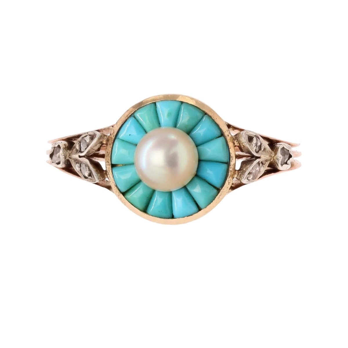 Parure en or rose, perles, turquoises et diamants - Castafiore