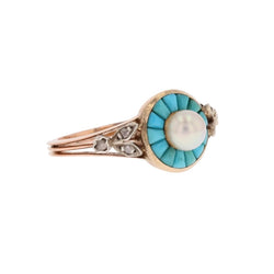 Parure en or rose, perles, turquoises et diamants - Castafiore