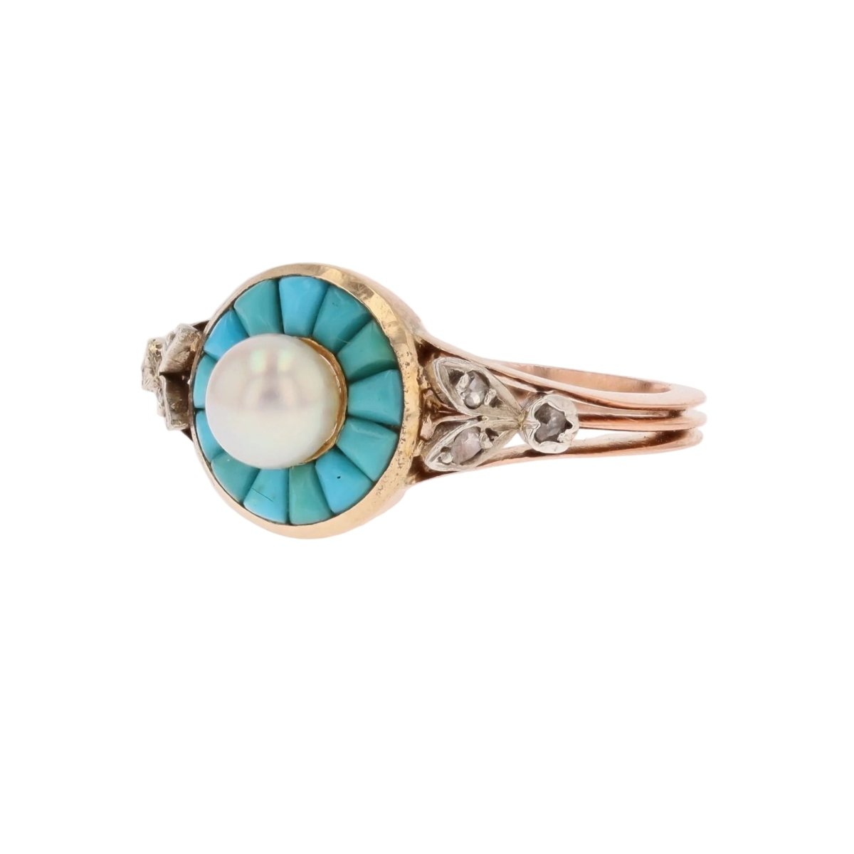 Parure en or rose, perles, turquoises et diamants - Castafiore
