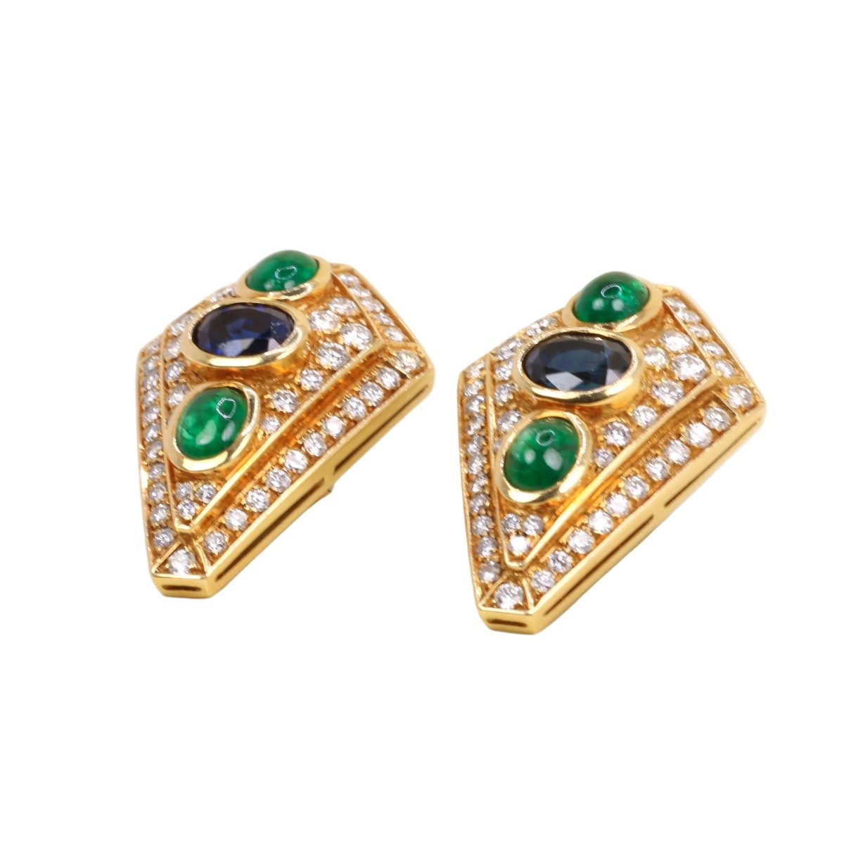 Parure REPOSSI en or jaune, perles, saphirs, émeraudes et diamants - Castafiore