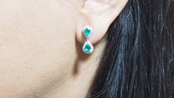 Pendants d'Oreille En Or Blanc, Emeraudes Et Diamants - Castafiore