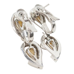 Pendants d'oreilles en or blanc, citrines et diamants - Castafiore