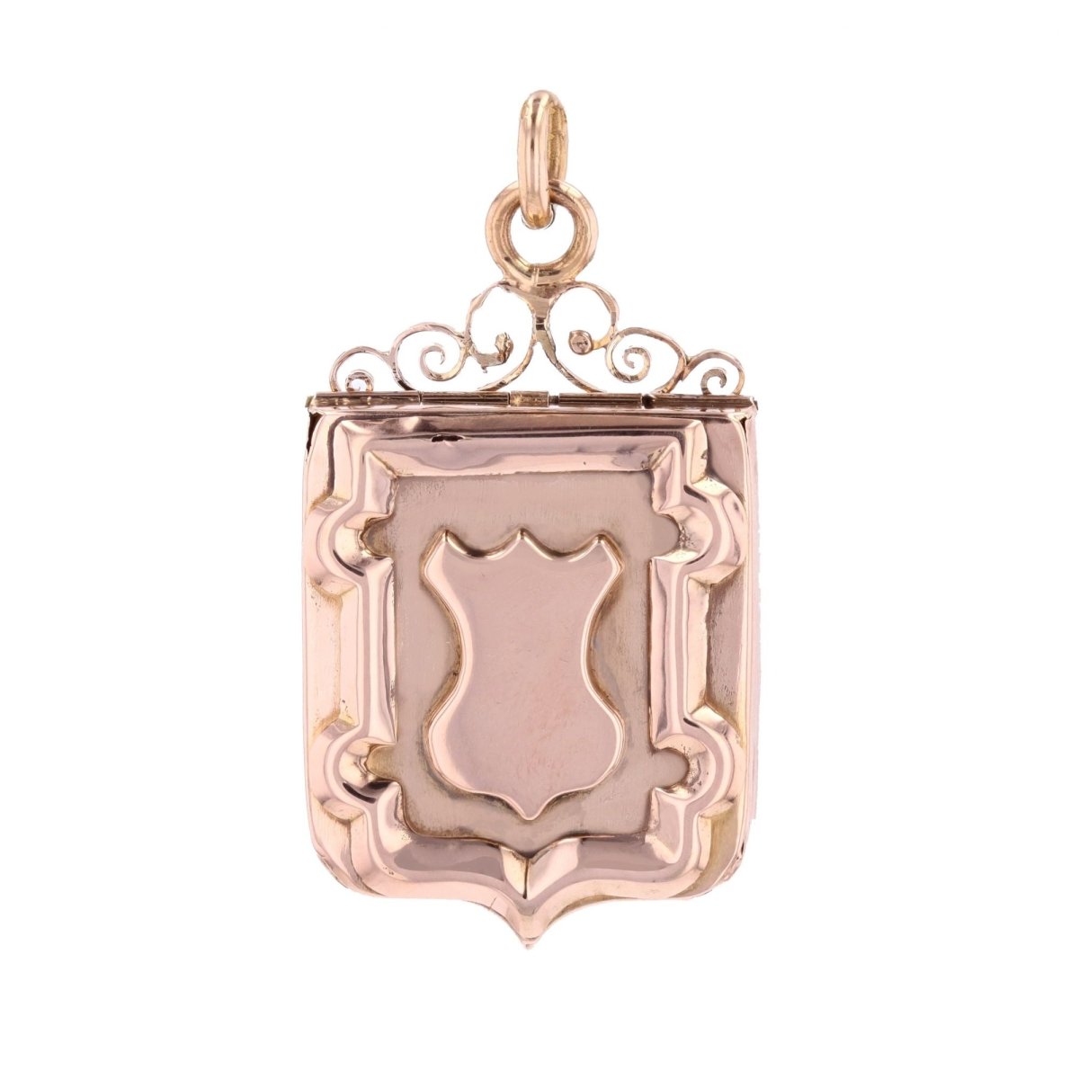Pendentif ancien écusson en or rose - Castafiore