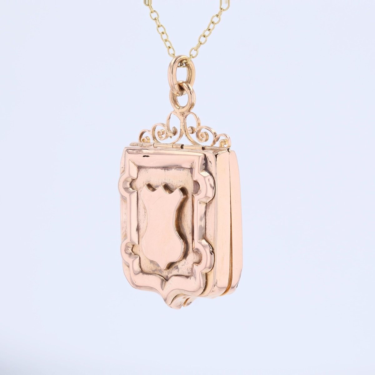 Pendentif ancien écusson en or rose - Castafiore