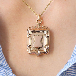 Pendentif ancien écusson en or rose - Castafiore