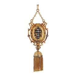 Pendentif ancien en or diamants et émail noir - Castafiore