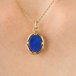 Pendentif ancien en or jaune et lapis lazuli - Castafiore