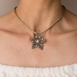 Pendentif ancien fleur diamants - Castafiore