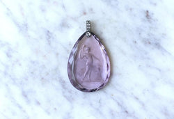 Pendentif Ancien Goutte Intaille Améthyste et Diamants - Castafiore