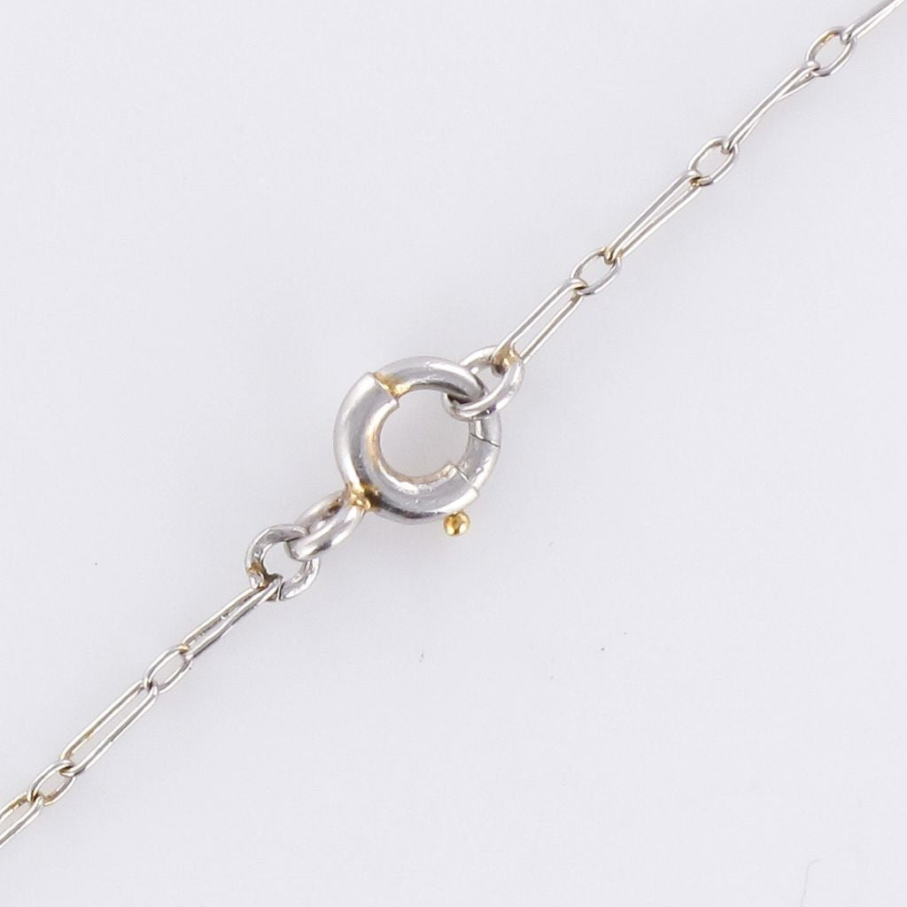 Pendentif ANONYME Médaille maille figaro en platine nacre et perles fines - Castafiore