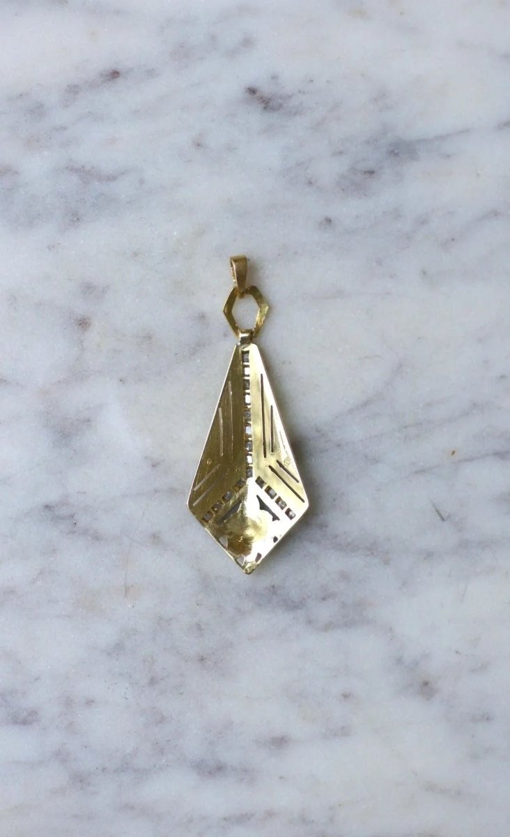 Pendentif Art Déco Diamants Or Jaune et Platine - Castafiore