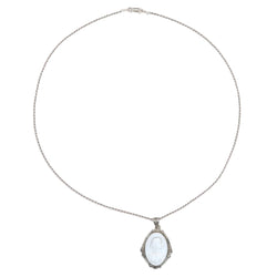 Pendentif art déco en or blanc et nacre et diamants - Castafiore