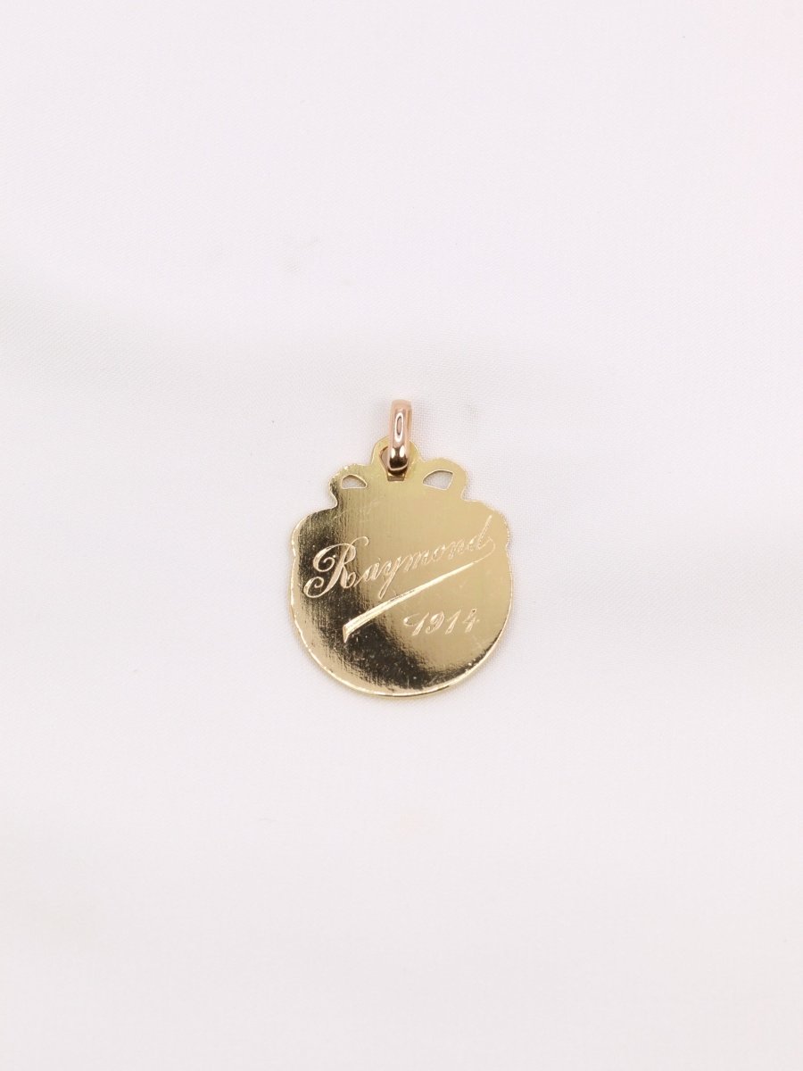 Pendentif Art - Nouveau lettre R or jaune - Castafiore