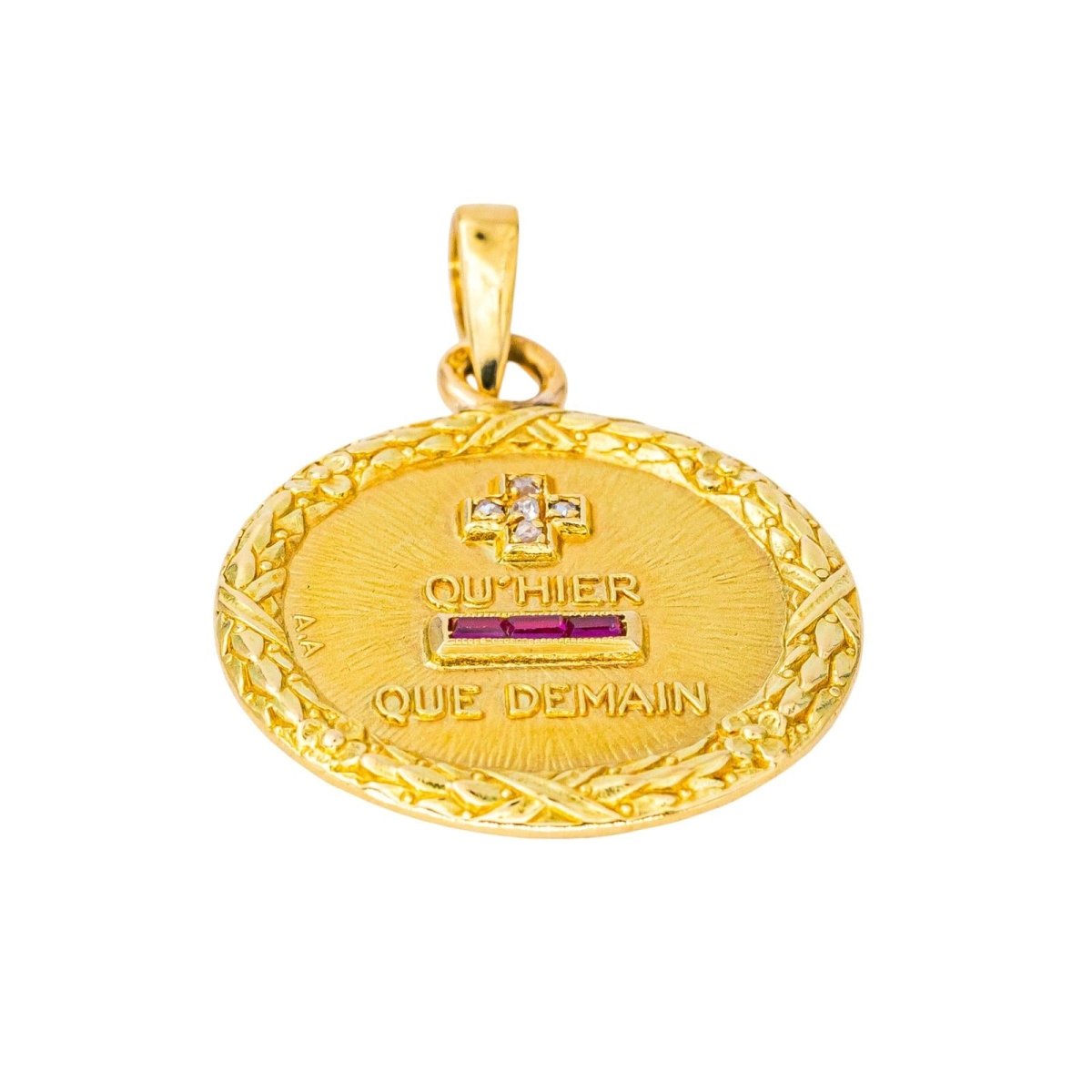 Pendentif AUGIS en or jaune, rubis et diamants - Castafiore
