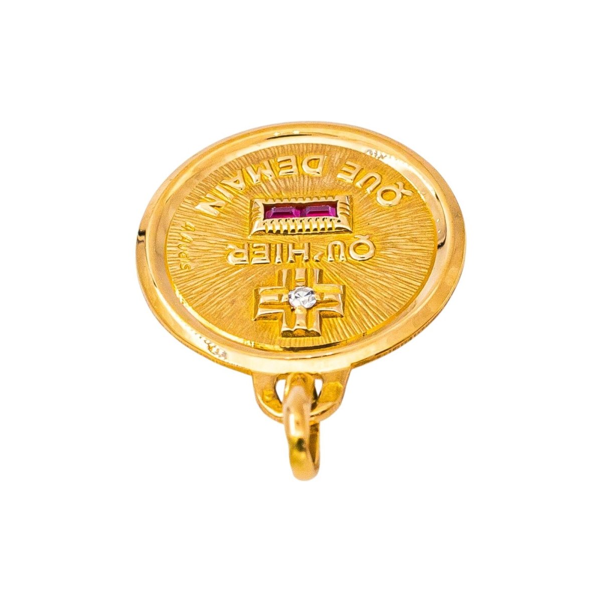 Pendentif AUGIS "La médaille d'amour Mini' en or jaune, rubis et diamant - Castafiore