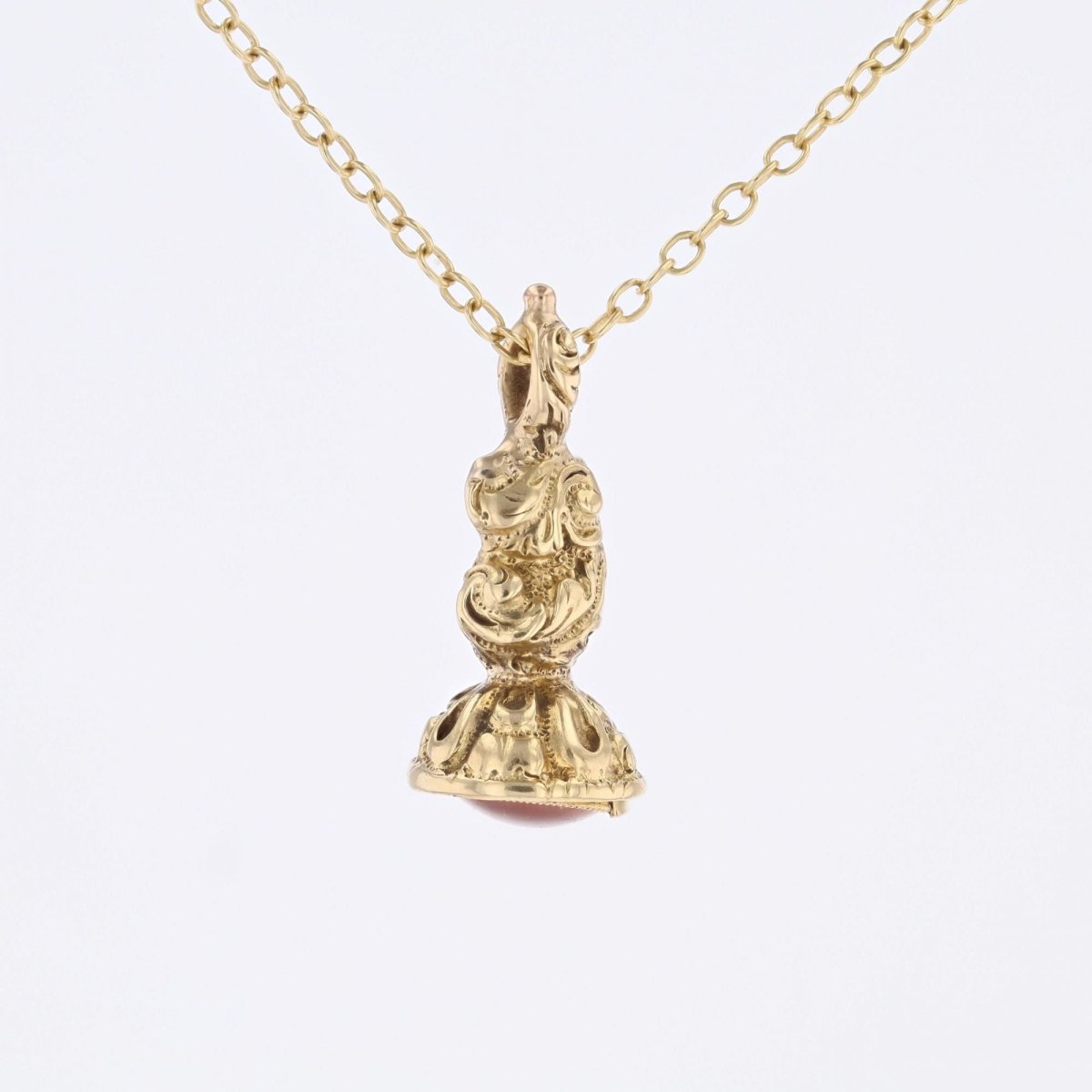 Pendentif cachet en or jaune et verre - Castafiore