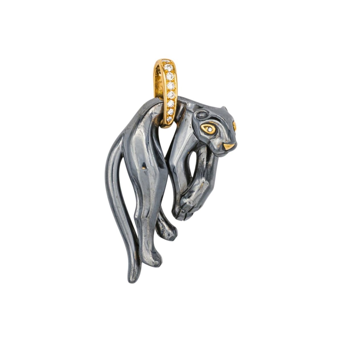 Pendentif CARTIER "Panthère" en or jaune, argent et diamants - Castafiore