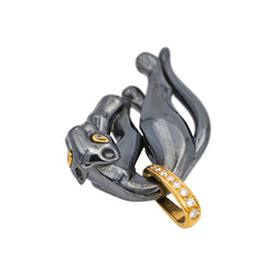 Pendentif CARTIER "Panthère" en or jaune, argent et diamants - Castafiore